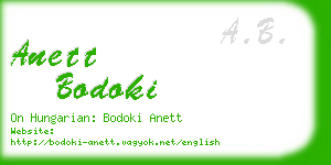 anett bodoki business card